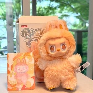 Authentic New Pop Mart Big into Energy Labubu Vinyl Plush Pendant (Happiness)